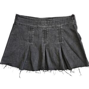 Euro Gray Denim Micro Mini Skirt Pleated Front Subversive Scout - Size 28